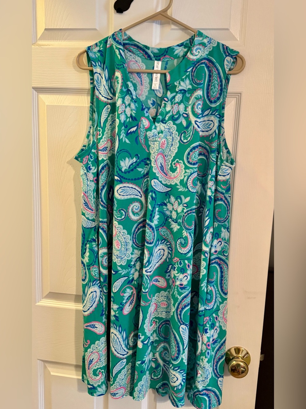 Sleeveless Paisley Dress - Teal Green